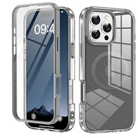 360° Full Screen Protector Case For iPhone 16 15 14 13 12 11 Pro Max Plus Fashion Magnetic Wireless Charge Transparent Cover