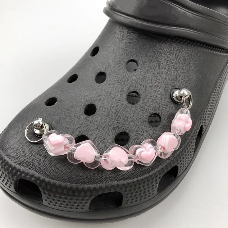 Jelly-colored Petal Chain Hole Shoe Charms Accessories Shoe Bucklecute Heart Shape Shoes Flower DIY Shoes Decorations