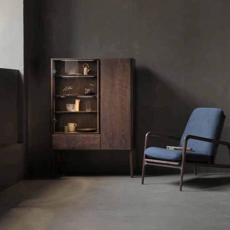 Nordic simple glass cabinets, black walnut living room, dining side cabinets, light luxury display, collection lockers