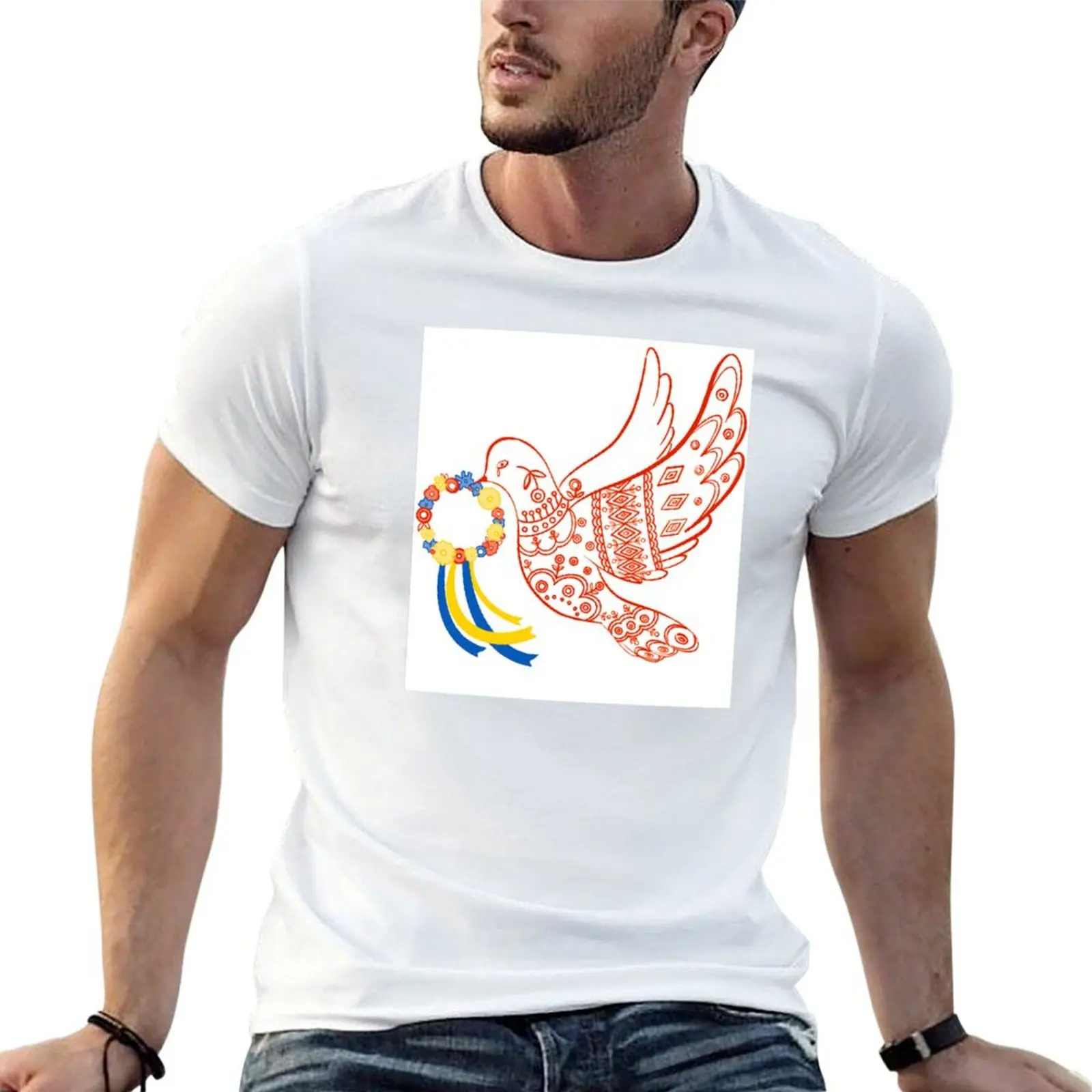 

Peace Dove inspired by the work of Maria Prymachenko - all proceeds donated T-Shirt t shirts for man pack cotton T-Shirt