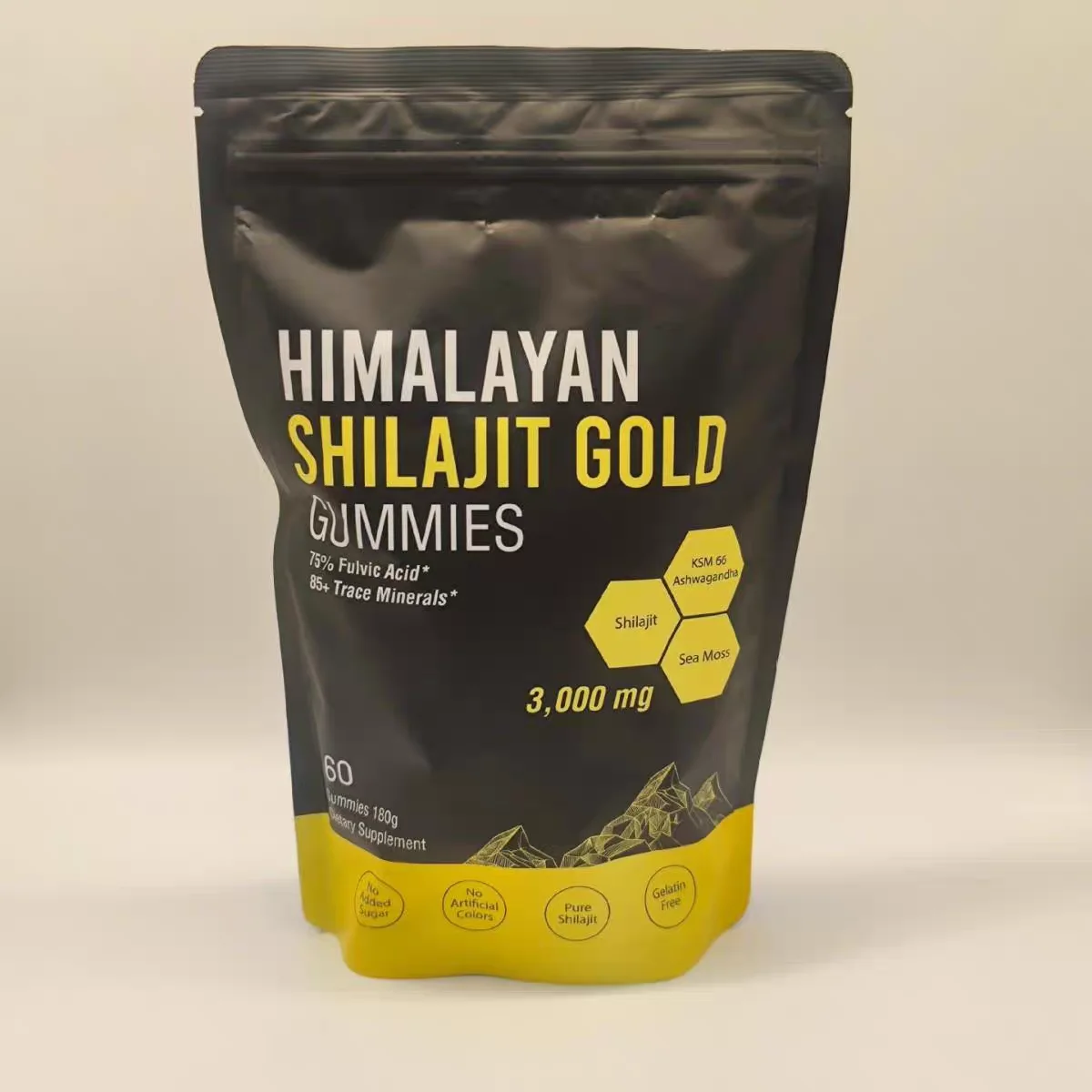 Hot Selling Shilajit Gummies Black Bag 60pcs/Bag HIMALAYAN SHILAJIT GOLD GUMMIES 3000mg Supplement Trace Elements Mass Customize view 6