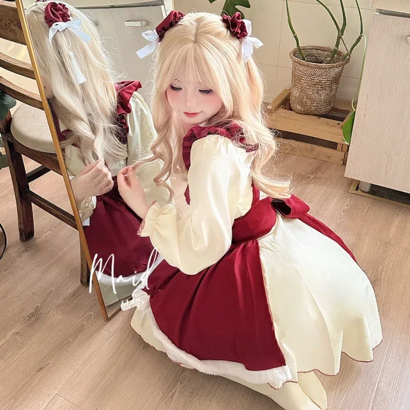 Vintage Geïnspireerde Damesoutfits Anime Meisje Cosplay Zwarte Jurk Met Lange Mouwen Dames Klassieke Lolita Meid Jurk