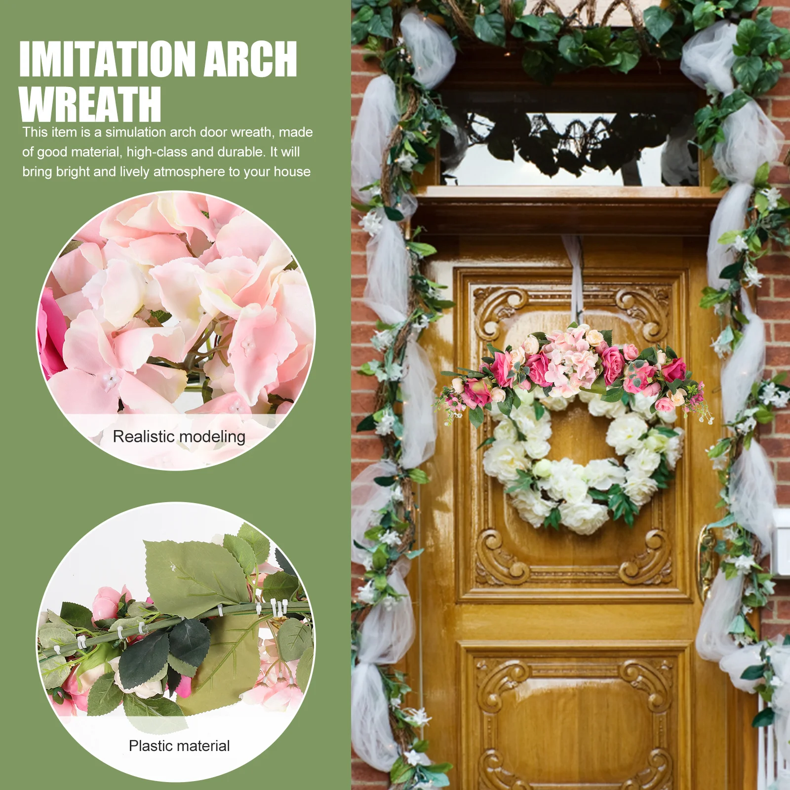 

Delicate Fake Rose Pendant for Door Wreaths Front Lintel Arch Decoration Home Wedding Holiday Floral Arrangement