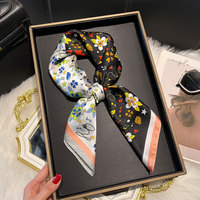 New Design Floral 70*70cm Silk Satin Hair Scarf Women Handkerchief Printed Female Square Head Bandana Small Neck Muffler Hijab