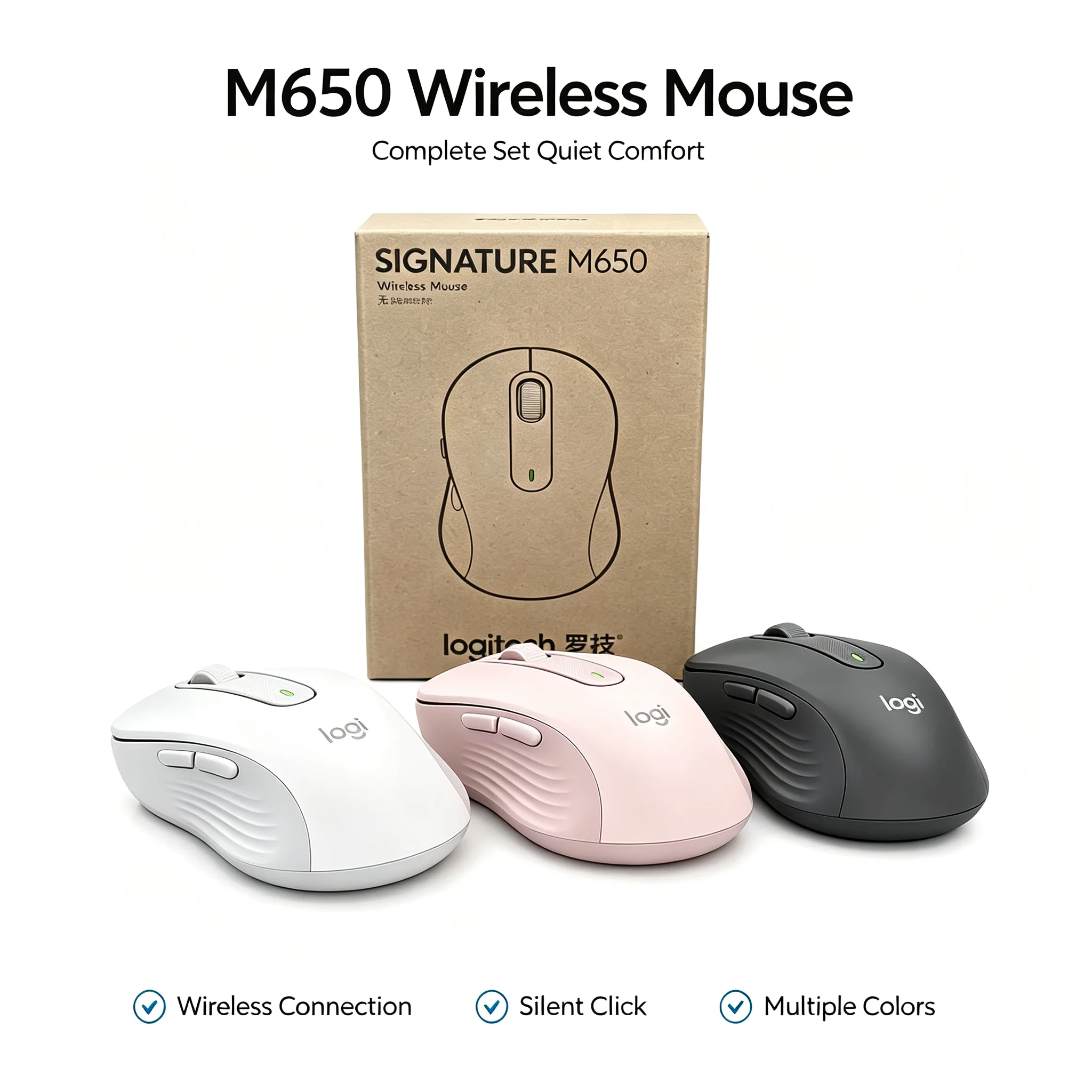 Logitech M650 Wireless Bluetooth Mouse Multi‑Device Switch Up To 24‑Month Battery Life For PC
