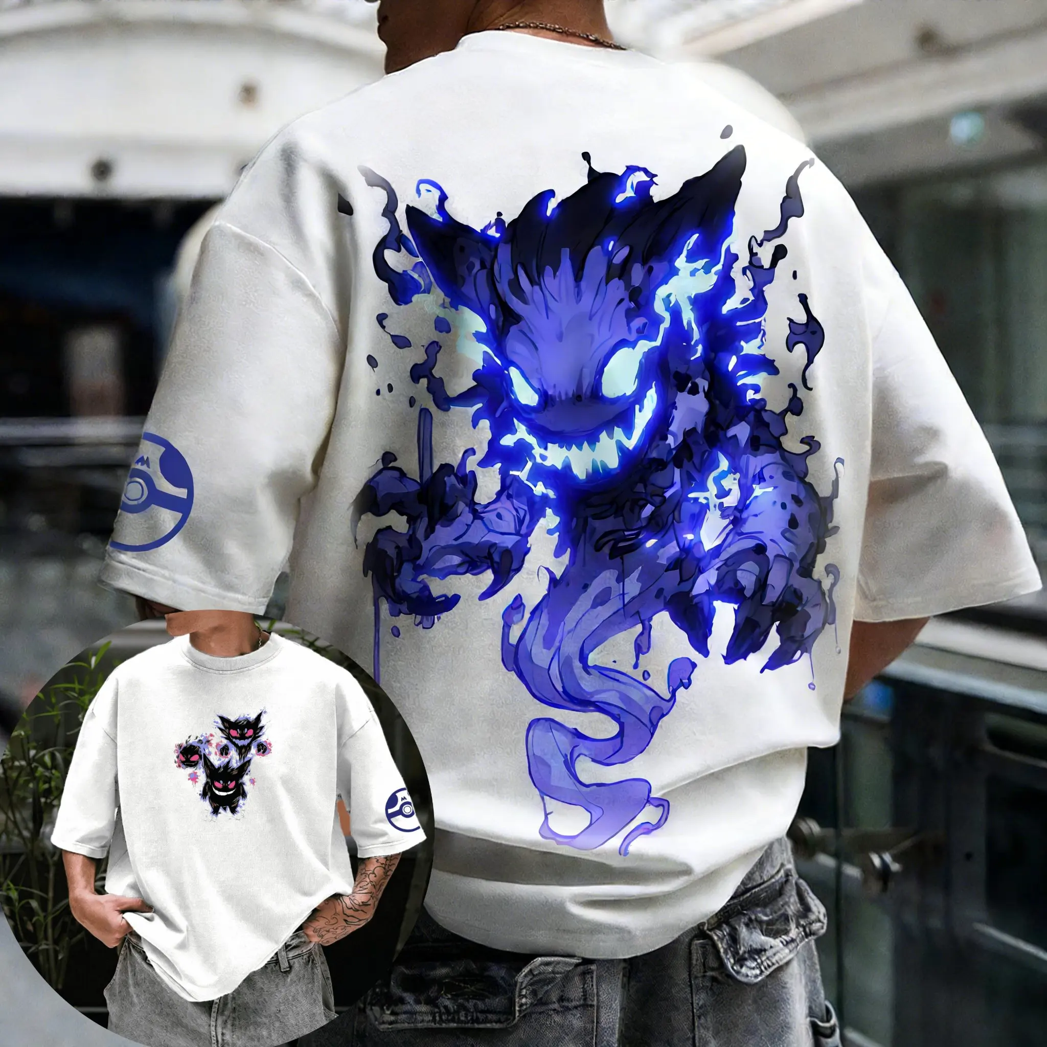 

Pokémon Anime T-shirt Men's Women's Short Sleeved Tee Gengar Printed Tops Sports Oversized Parent-child Clothing 2026 Summer New