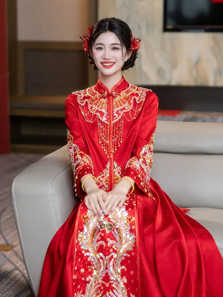 

Новое свадебное платье в китайском стиле для невест и тостов.