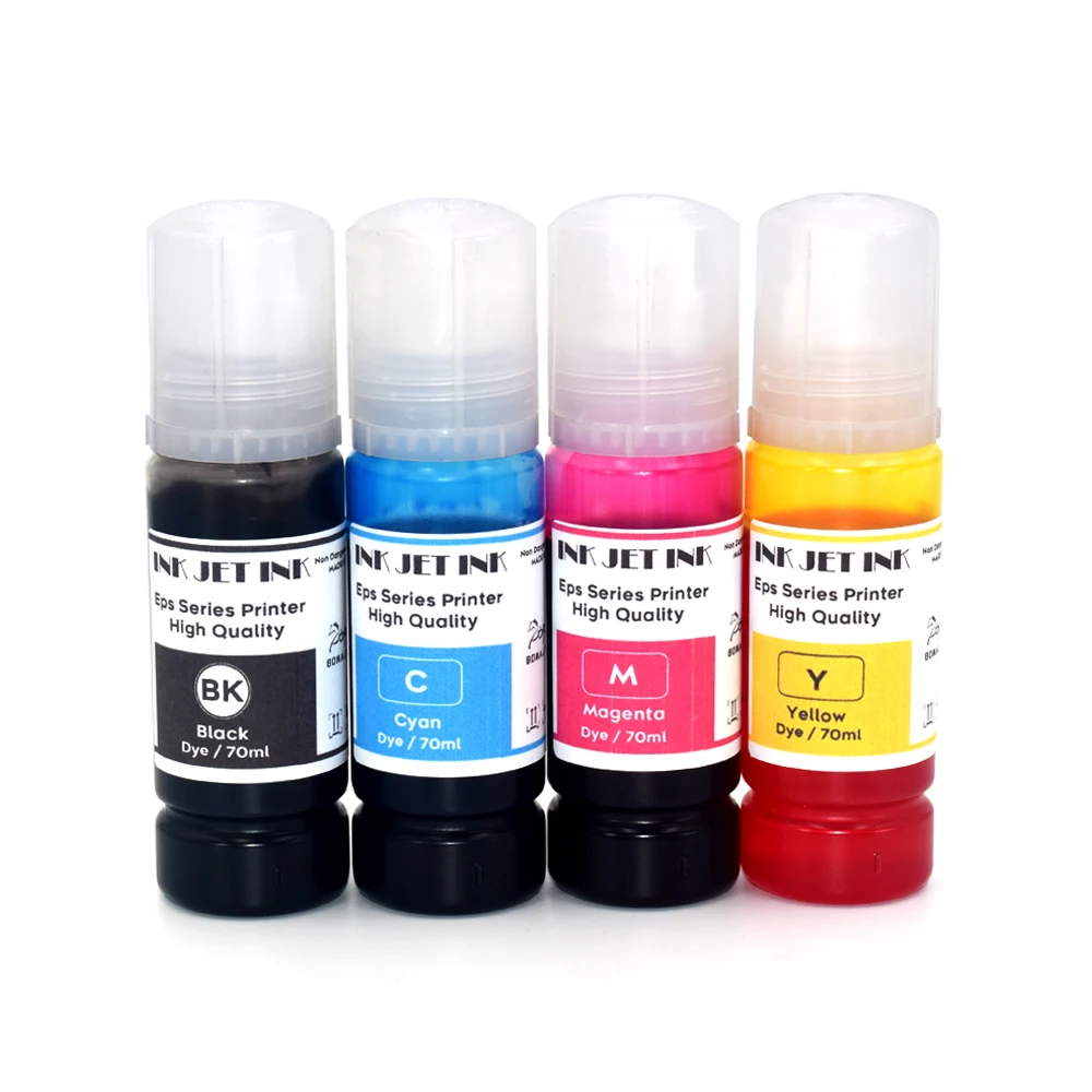 4 Color 70ml T504 504 Refill Dye Ink For Epson Eco Tank L4150 L4160 L4260 L6161 L6171 L6270 L14150 Desktop Dye Ink