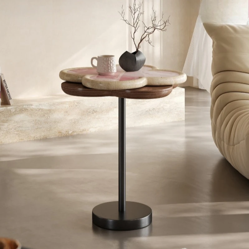 Modern minimalist rotating natural marble edge living room