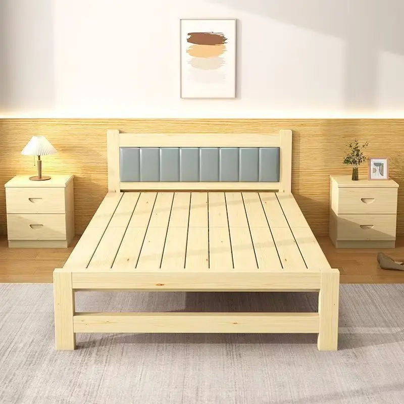 All solid wood free installation folding bed single lunch break rental room practical hard board bed 1.2 small bed household