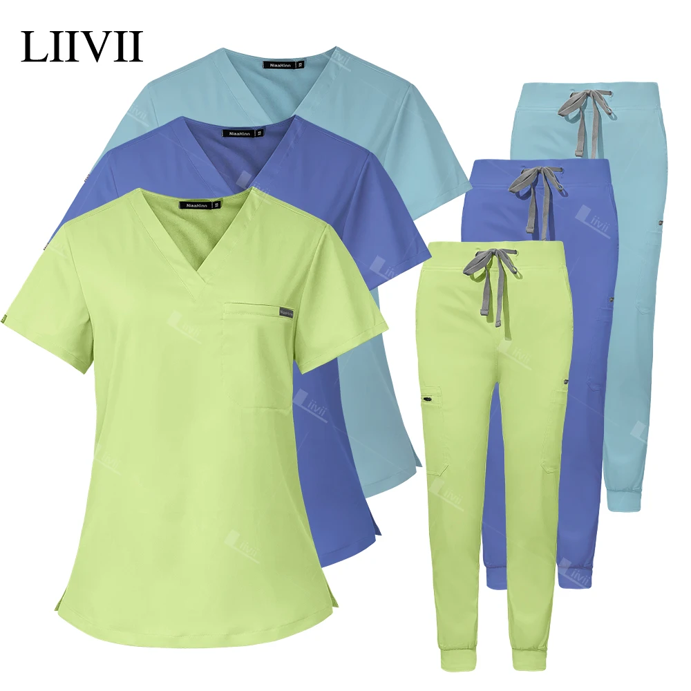 

Unisex Medical Uniforms Men Women Nursing Clothes Clinical Nurse Scrubs Set Doctor Dentist Workwear Top Pant Beauty Spa Costume