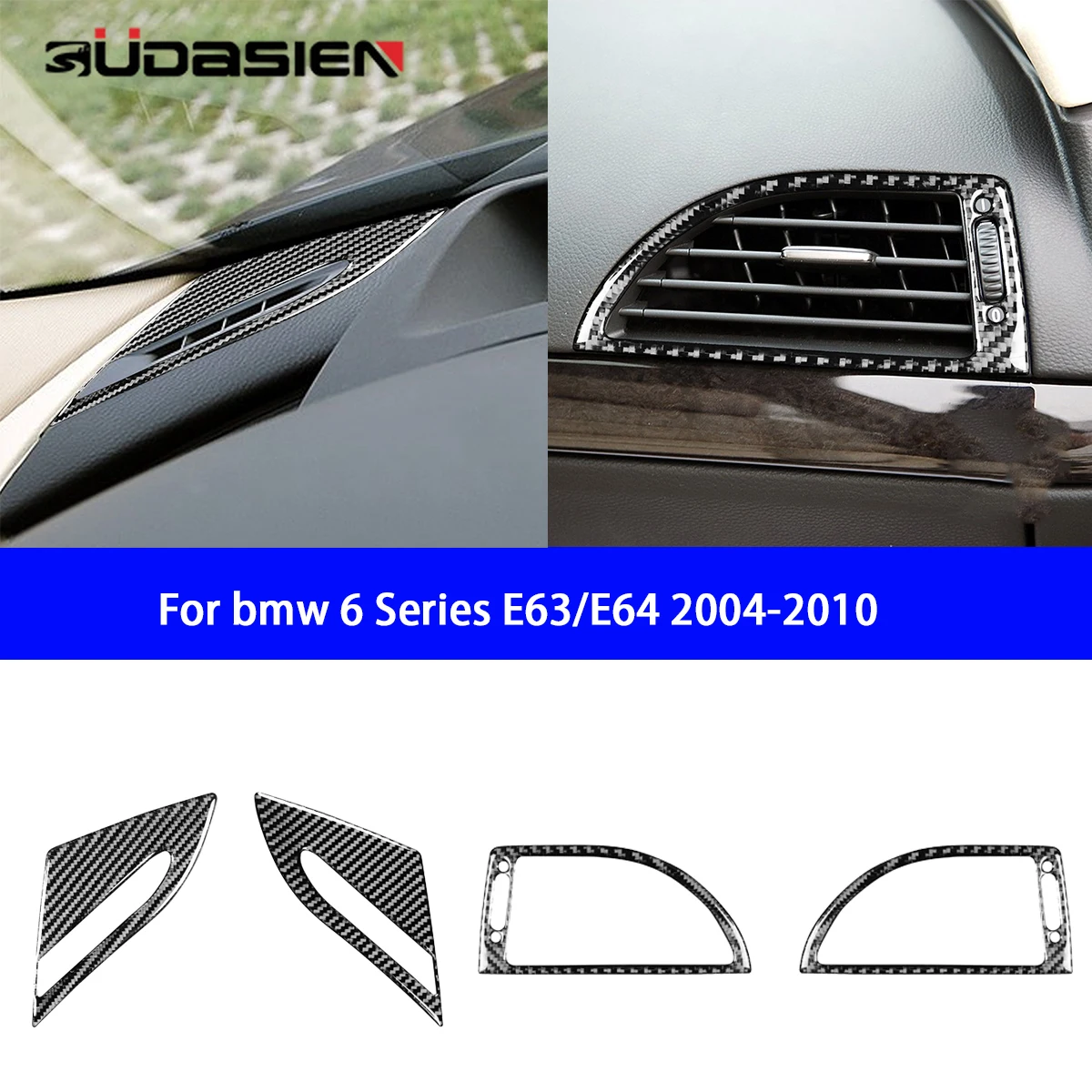 

For BMW 6 Series E63 E64 2004-2010 Car Dashboard Air Conditioning Outlet Panel Decorative Sticker Carbon Fiber Accessories.