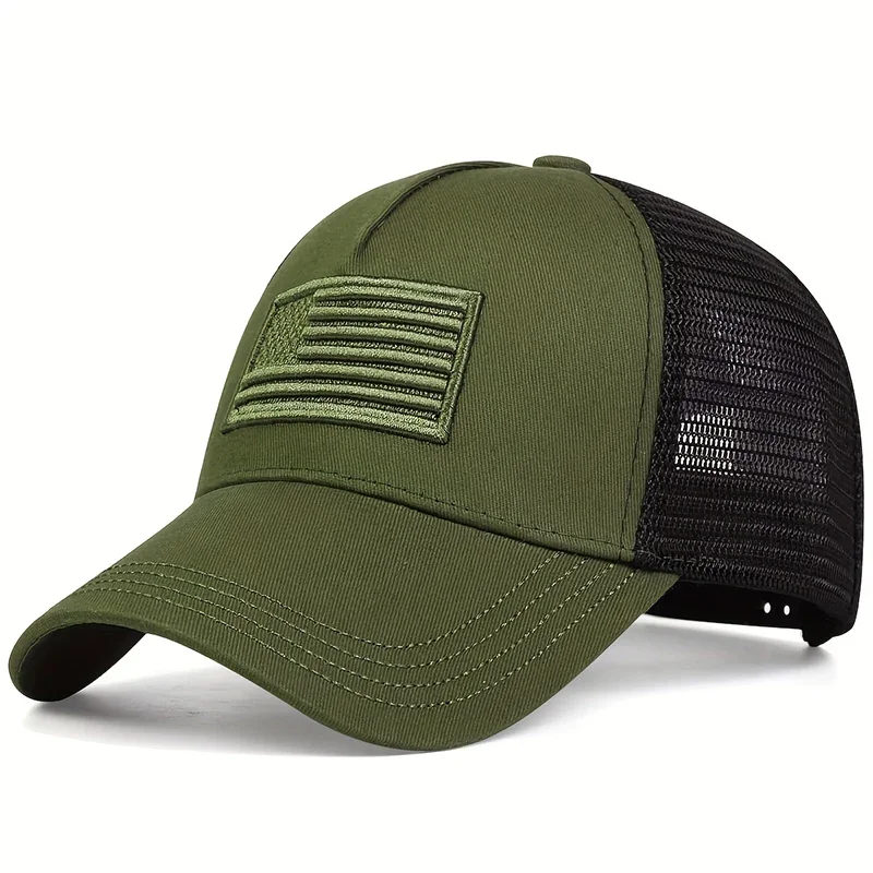 Unisex-Baseball-Netzkappen mit amerikanischer Flagge und Stickerei, für Frühling und Sommer, für den Außenbereich, verstellbare Freizeithüte, Sonnenschutzhut, Sportkappe – Detail 6