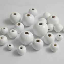 10/12/14/16/18/20/25mm White Round Wooden Beads Spacer Beads Eco-friendly DIY Custom Crafts Bracelet Jewelry Accessorie