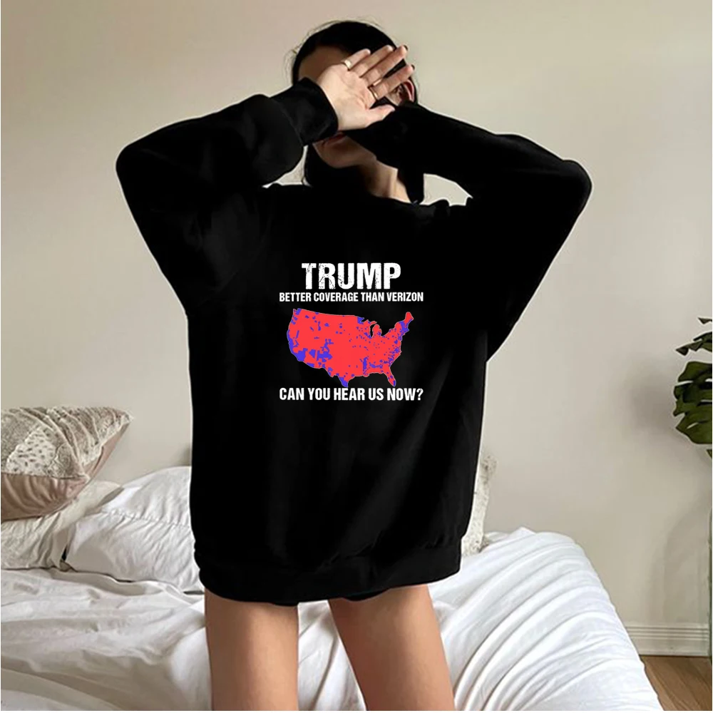 Trump Better Coverage Than Verizon Sweatshirts 2024 Election Retro Fashion 90s Long Sleeve Winter Clothing Crew Neck Pullover