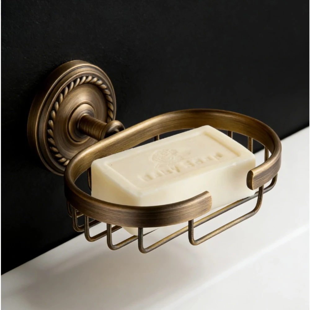 

Антикварная латунная настенная корзина для мыла, мыльница для ванной комнаты, аксессуары для хранения в ванной комнате в стиле ретро.
