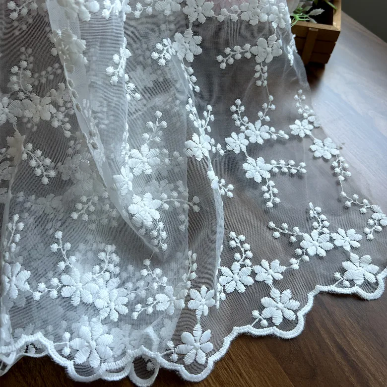 High-grade gauze soft embroidered fabric lace garment wedding dress hand-embroidered dress cloth tablecloth fabric