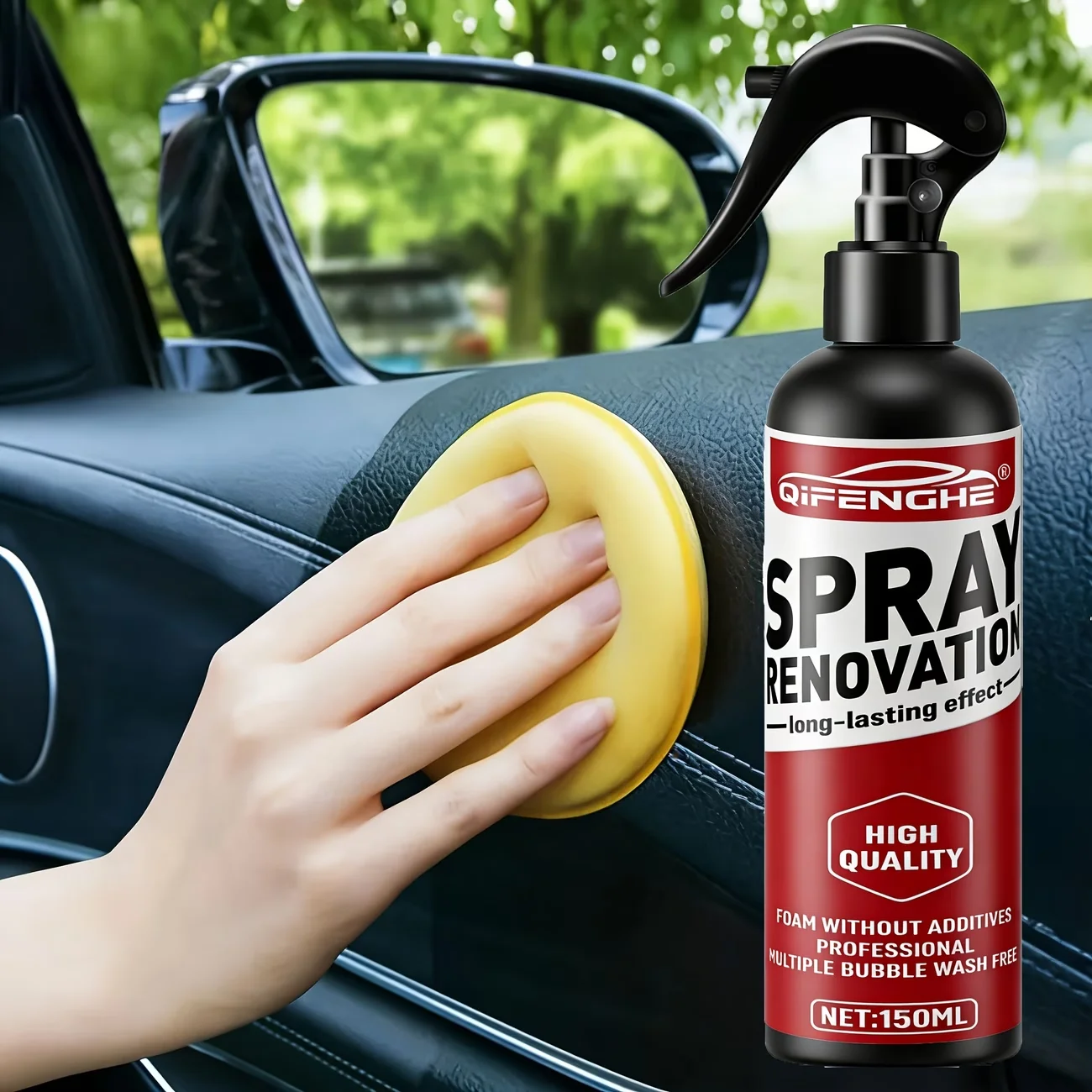 Car Renovation Spray Wash-Free Foam Cleaner Long-Lasting Auto Interior Exterior Restoration Spray with Cleaning Towel