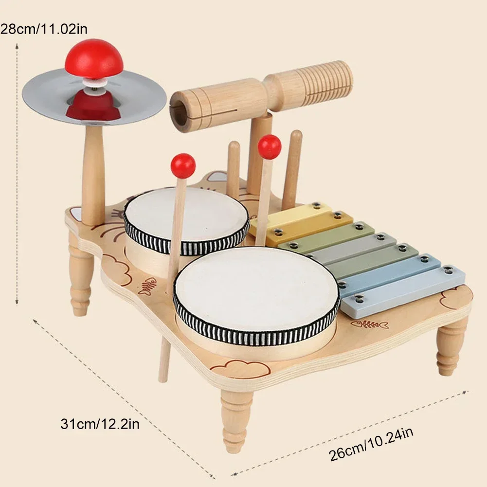 Kids Drum Set for Toddlers Preschool Educational Baby Musical Toys Birthday Gifts Musical Instruments Set Xylophone Tambourine