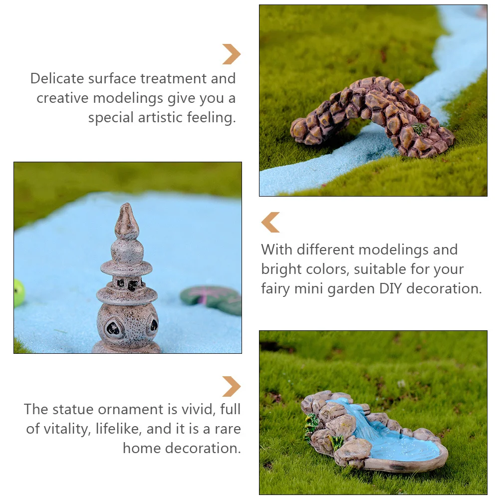 

10Pcs Fairy Garden Accessories Resin Water Terrarium Bridge Lighthouse Mini Landscape Decorative Ornament Home Decor