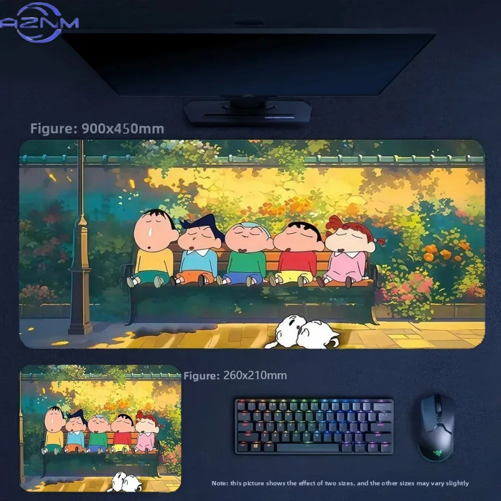Cute Party Style Crayon Shin‑chan Anime Mousepad, Rubber Non‑Slip Large Desk Mat, Apple Cartoon Gaming Mouse Pad for Keyboard La