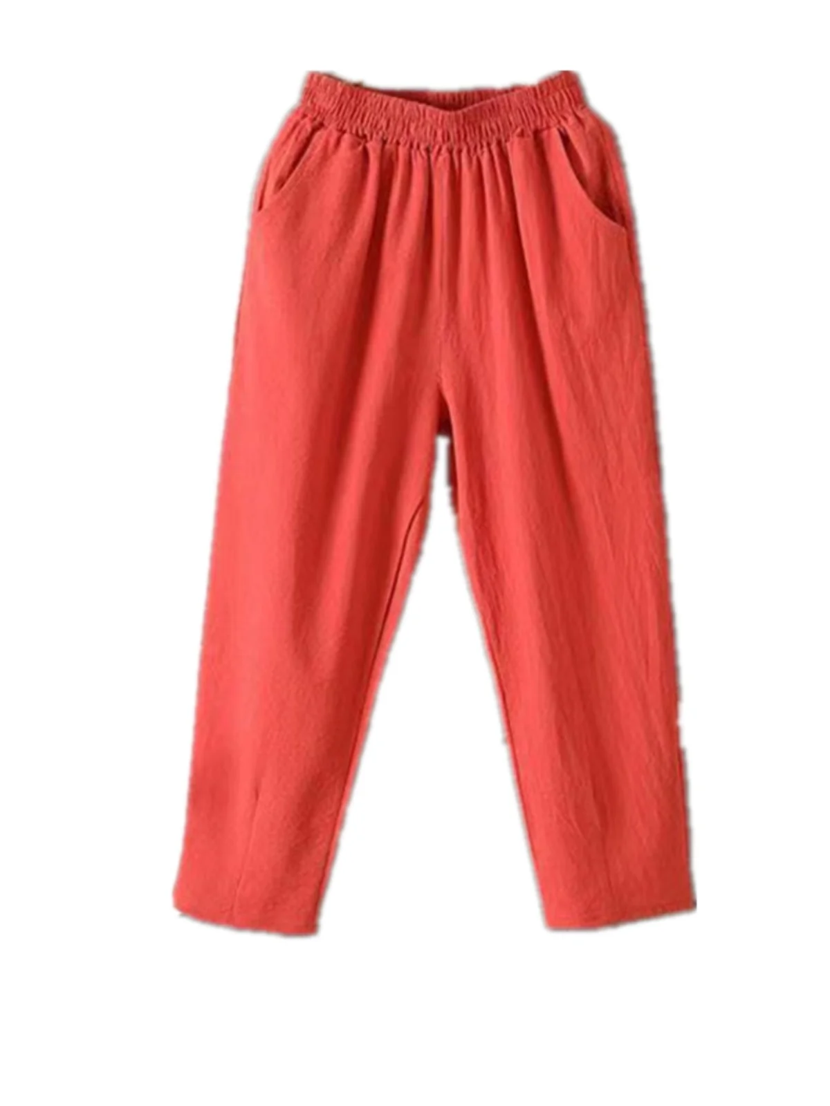 Pantalones de algodón de nueve piezas para mujer, pantalones Harlan informales finos de verano, ocho pantalones sueltos de talla grande con zanahoria, conjunto individual de dos piezas