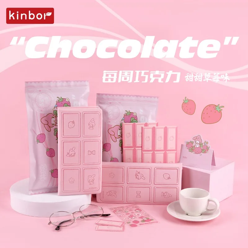 Kinbor Kawaii Chocolate Weekly Plan Notebook PU Small cuadernos de dibujo journaling libretas Writing Diary Book Gifts Birthday