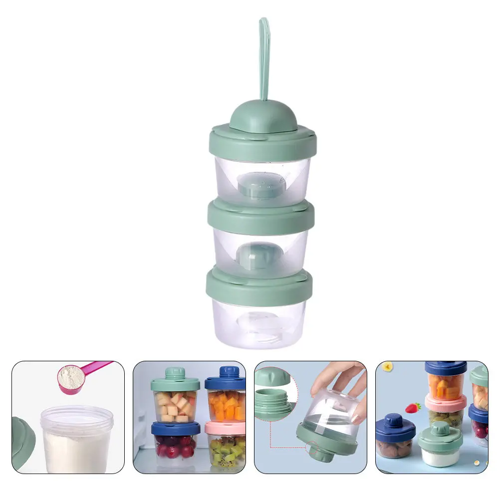 

1Pcs Milk Powder Storage Box Baby Formula Dispenser 3 Layer Portable Leak Proof Stackable Food Container Green
