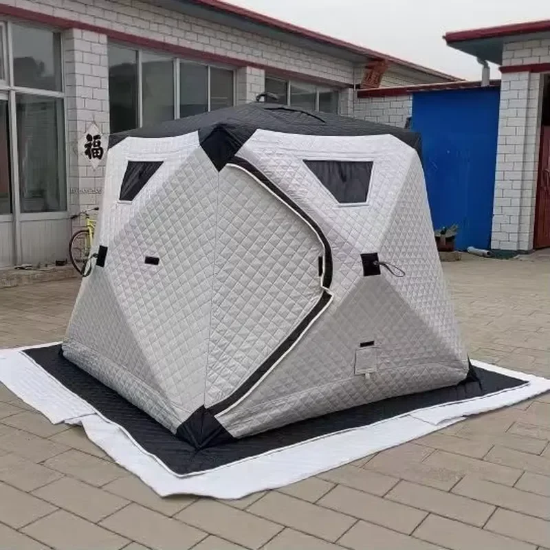 Insulated Four-Corner Cotton Tent for Winter Ice Fishing Cold-Resistant Thickened Portable Instant Setup Outdoor Shelter