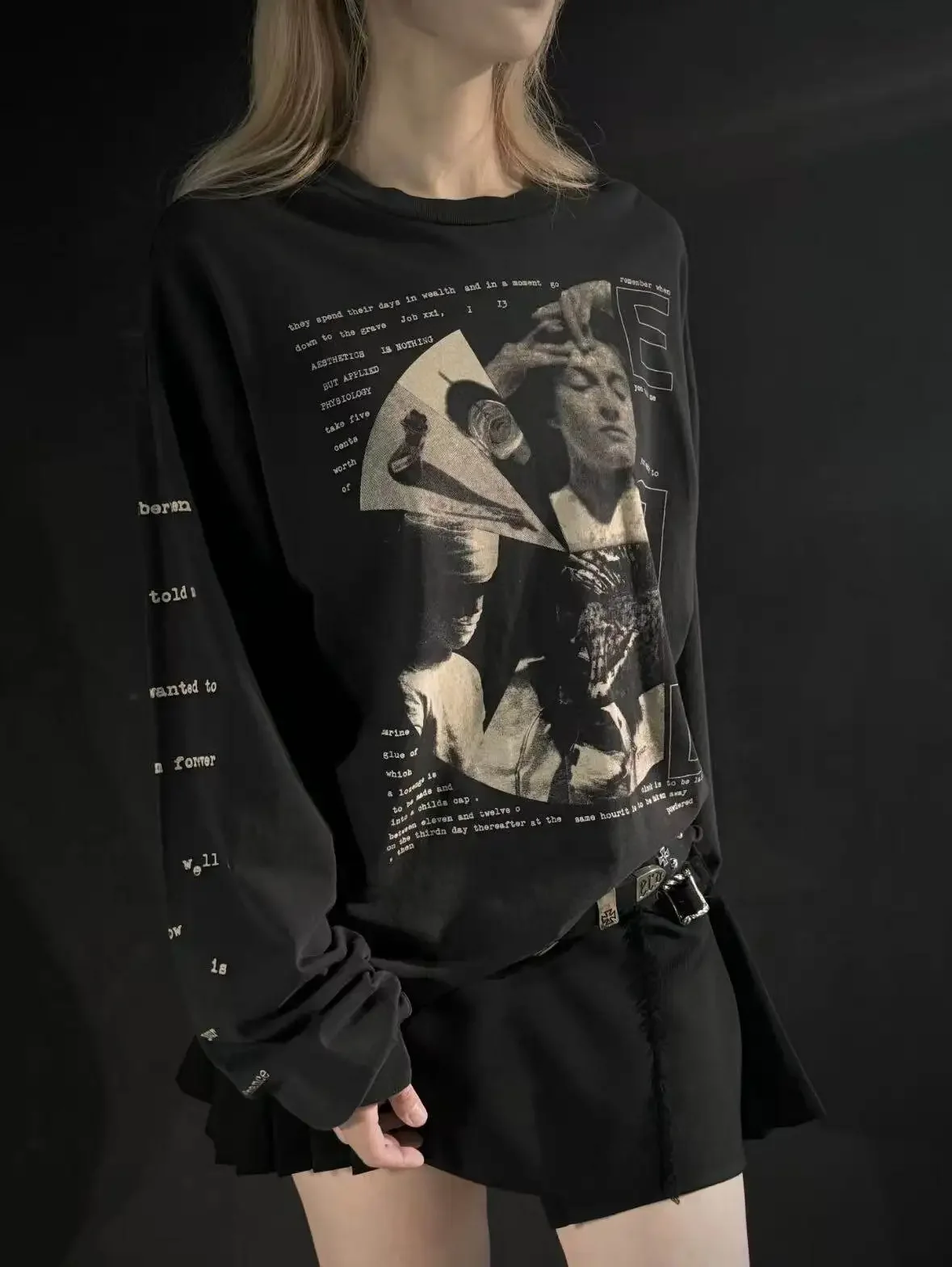 ER/D 25SS Girl Portrait Printing Crew Neck Long Sleeve Tee