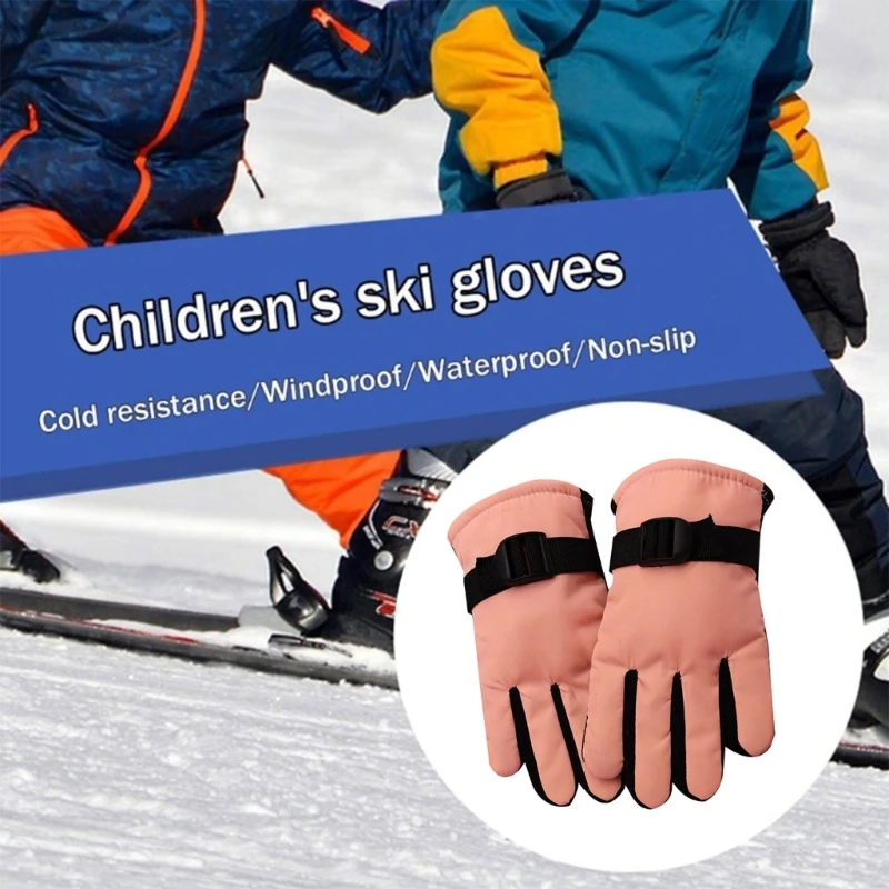 Gants imperméables coupe-vent pour enfants, gants thermiques d'extérieur, mitaines d'hiver pour enfants