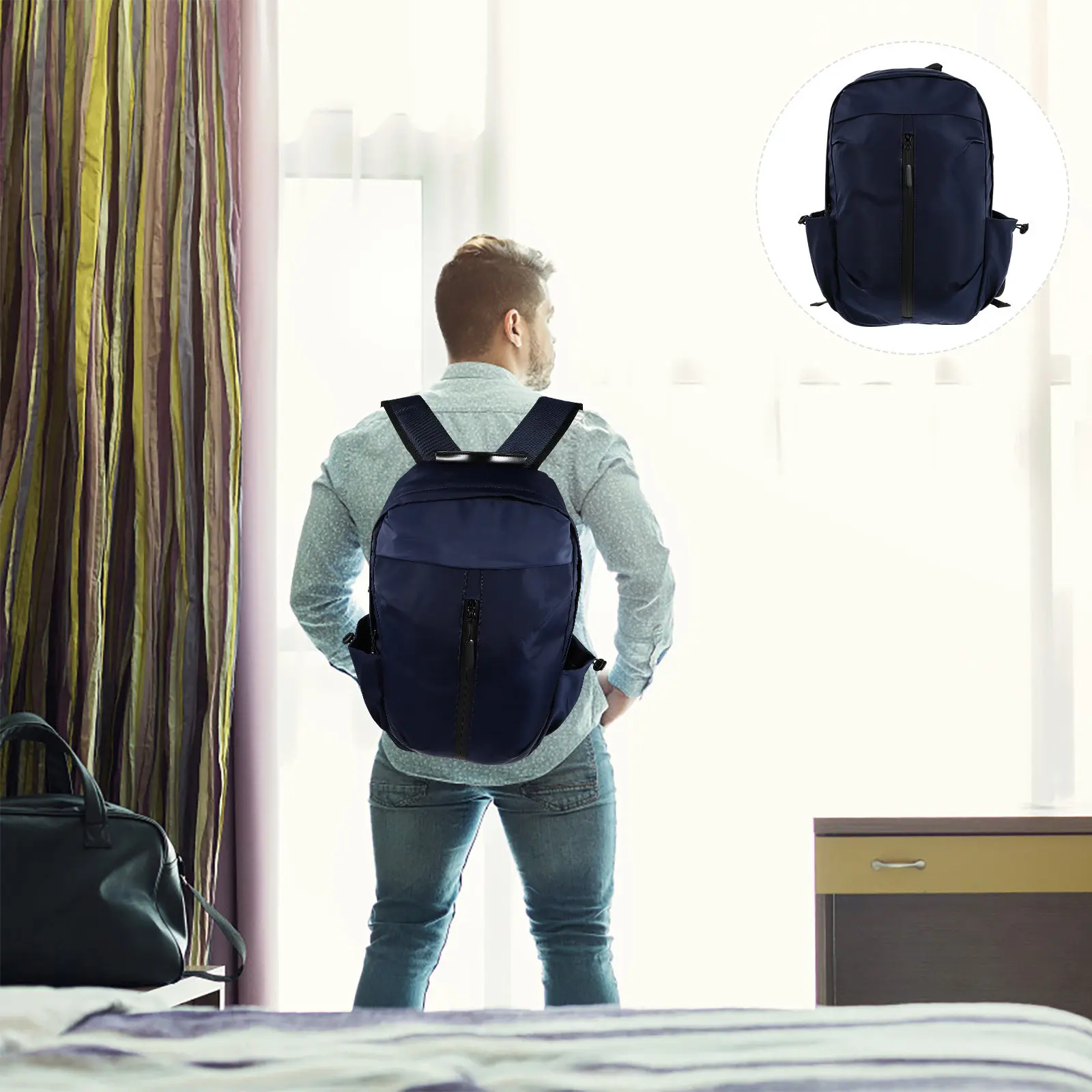 1Pcs Bag Waterproof Oxford Cloth Laptop Backpack Outdoor Travel School Storage Bag Adjustable Strap