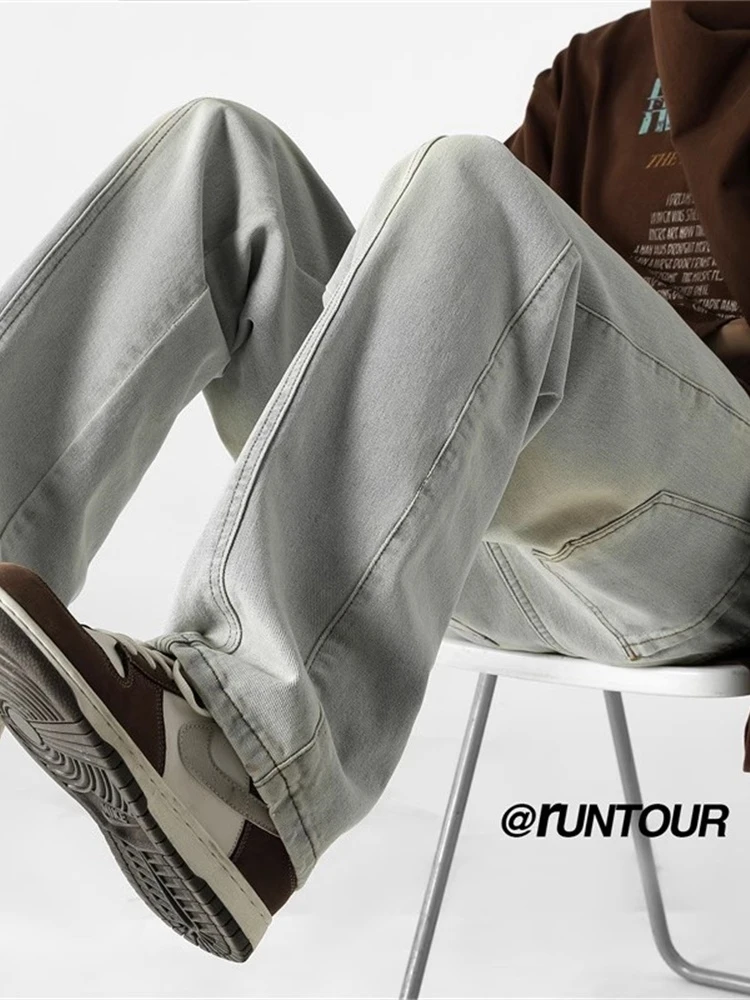 

Мужские винтажные джинсы Waed: свободные, прямого кроя, в американском стиле, осенние, модные брюки для молодежи, длинные штаны