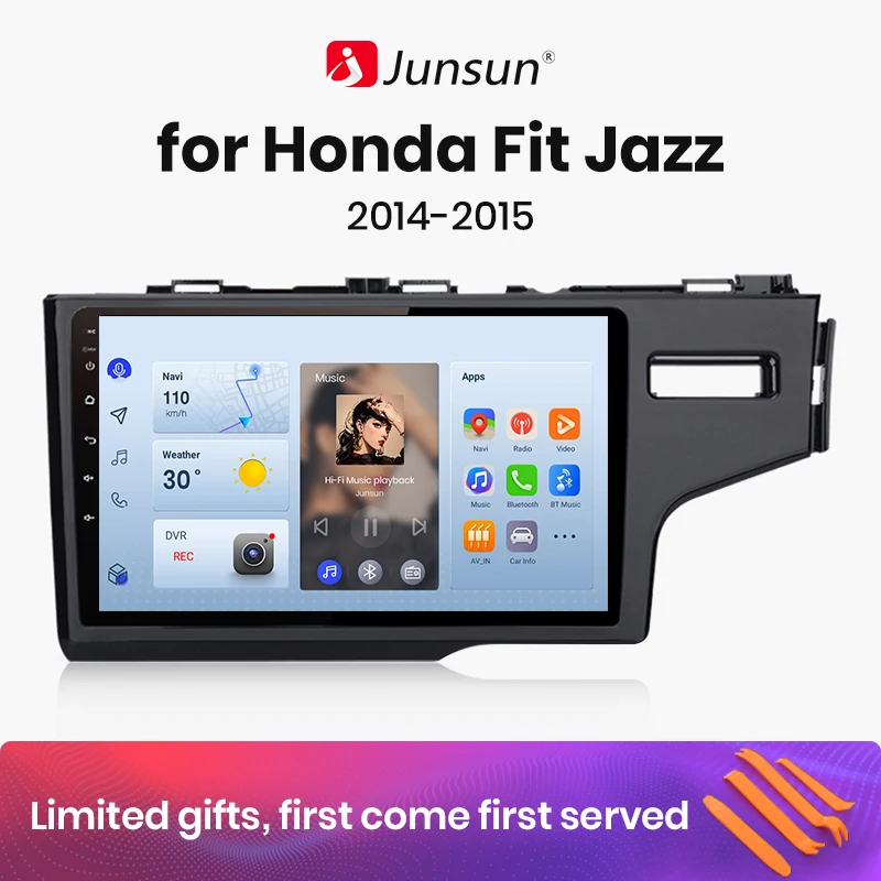 Junsun Wireless Carplay Android Auto Radio для Honda Fit Jazz 2014 2015, мультимедиа, GPS, Wi-Fi, 4G, DSP