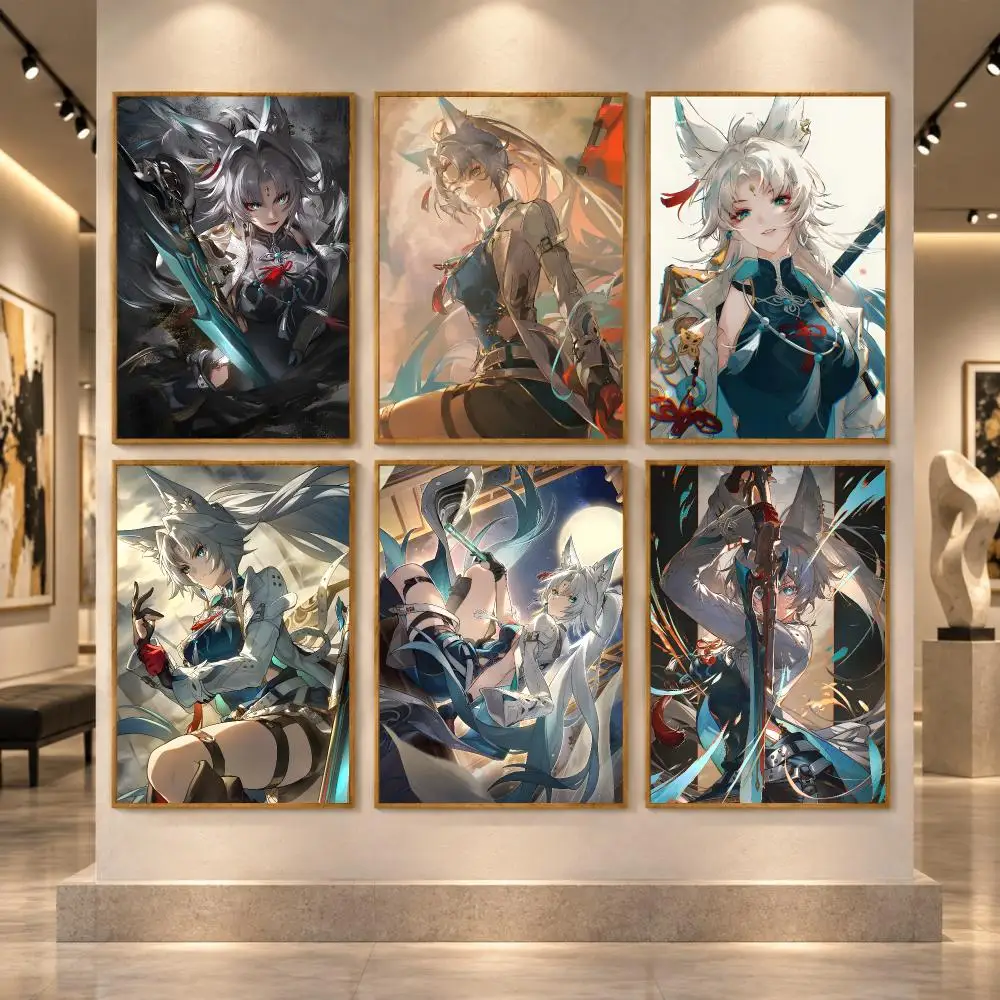 Feixiao Honkai Star Rail Poster Self Adhesive Wall Stickers Art Decals for Bedroom Living Room Office Home Decor Decoration Gift