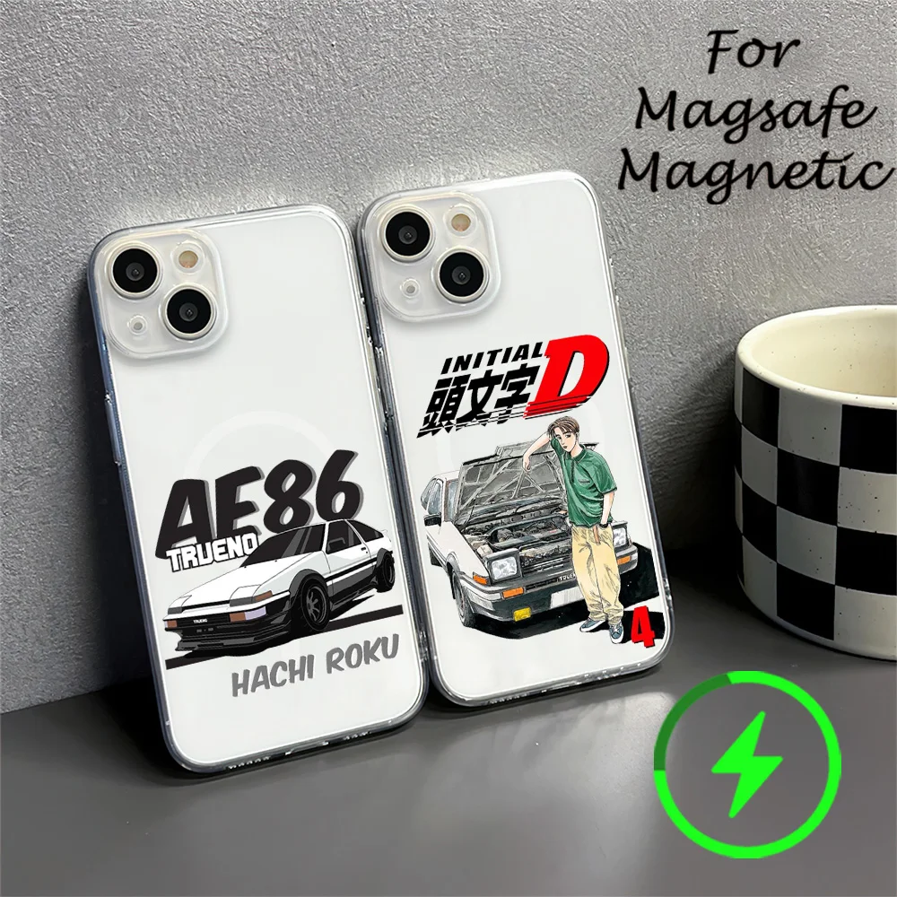 Hot Japan Anime Initial D Phone Case For IPhone 15 14 13 12 11 Transparent Magnetic Suction Cover