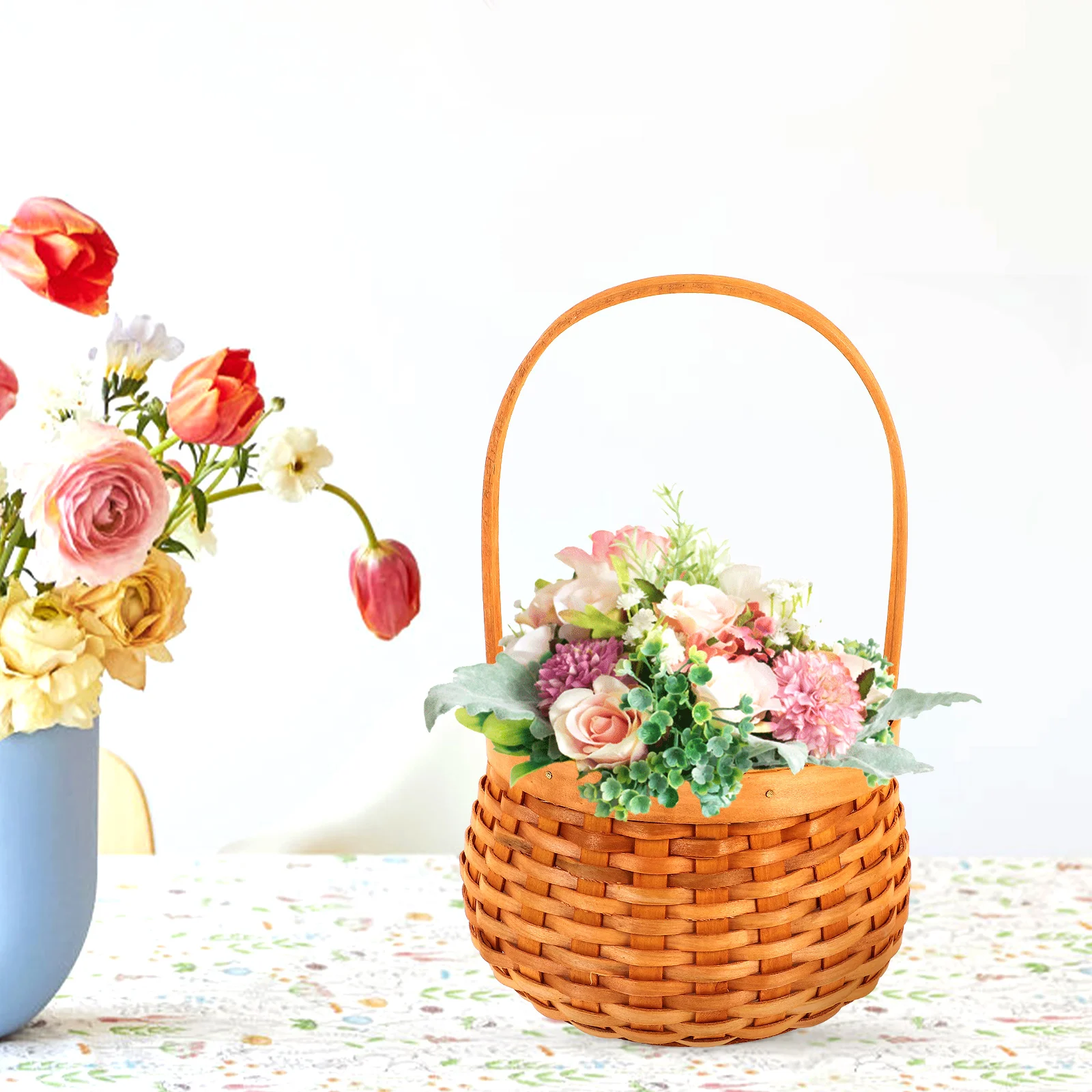 

Woven Baskets for Storage Small Decorative Shelves ganizer Portable Basket Natural Wooden PE Material Lasting Housewarming