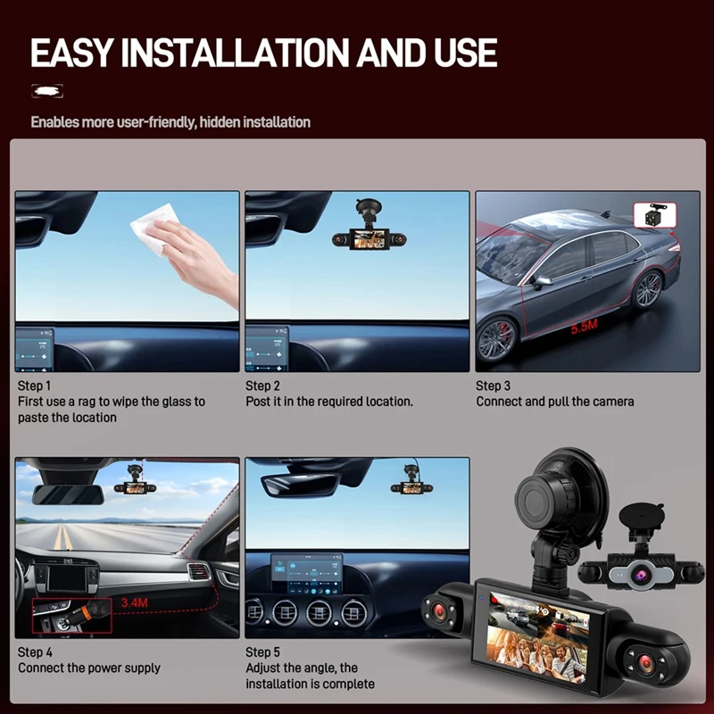 Super Sale 4Lens Car DVR 360 Degrees Video Recorder 1080P Dash Front Right Left Optional Rear View Camera Car Accessory