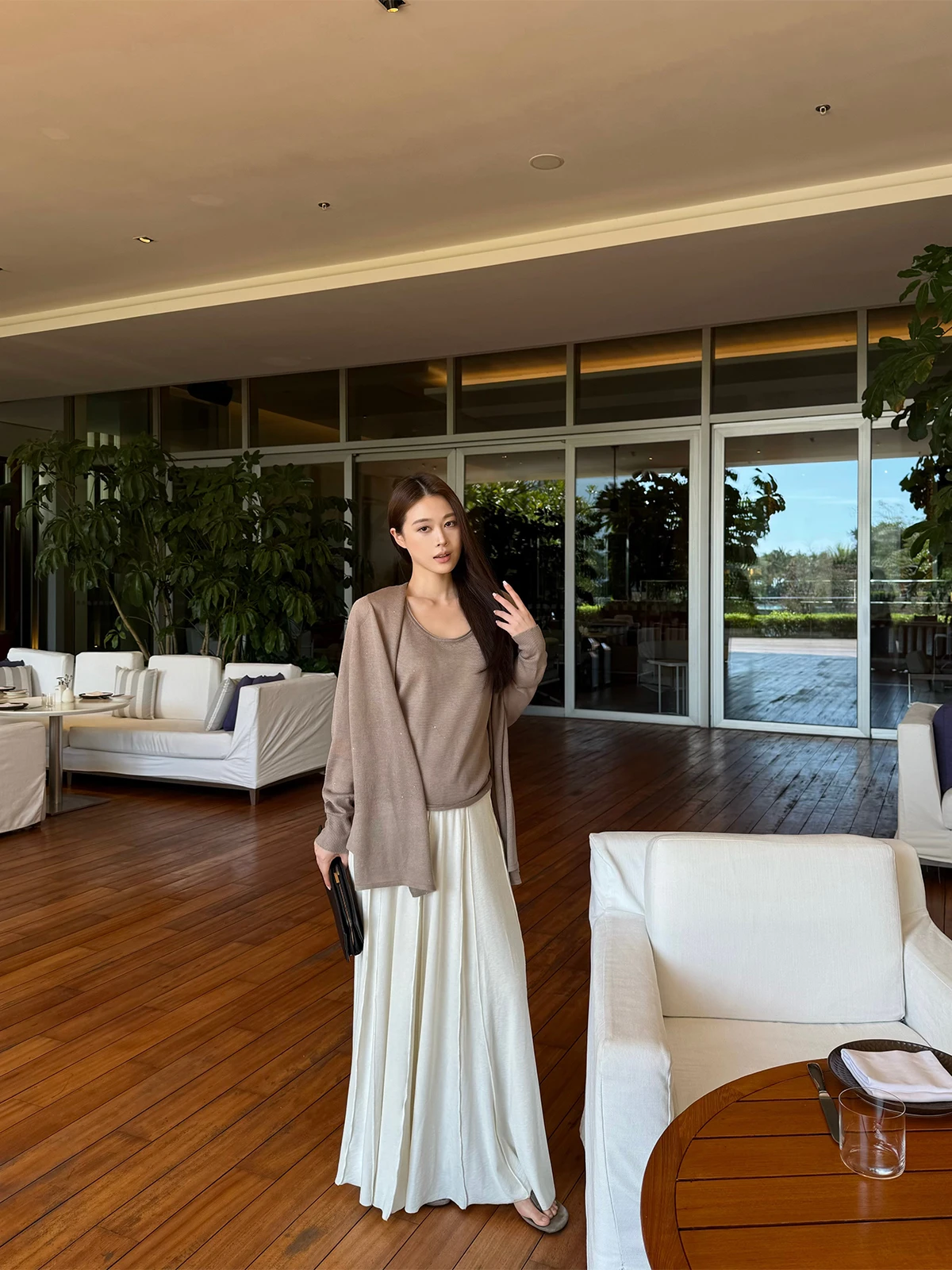 

Белая юбка-миди А-силуэта с подкладкой и широким подолом, в деловом стиле, женская модная одежда из модала, хлопка, полиэстера и эластана