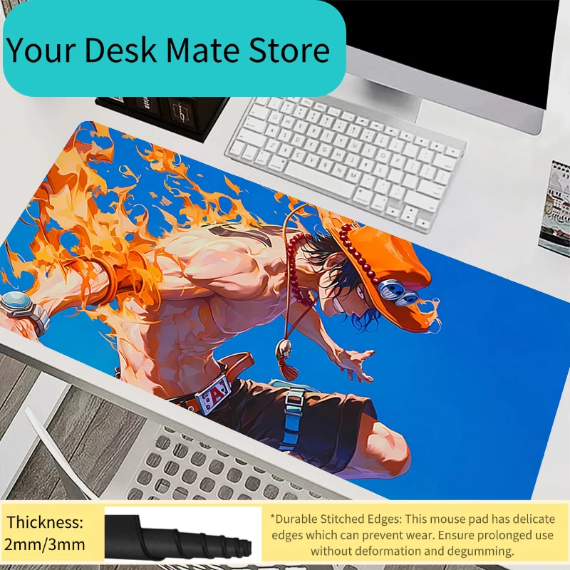 Mousepad Laptop Office Cabinet Keyboard Pad PC Desk Mat Large HD One Piece PortgasD Ace Mouse Pad Non-slip Rubber Extended Pad