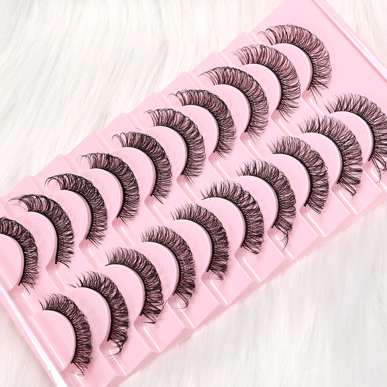 10 paar D Curl Russische nepwimpers - Zachte nep-nerts Herbruikbaar, langdurig Gemakkelijk aan te brengen, perfect voor feest-/dagelijkse make-up