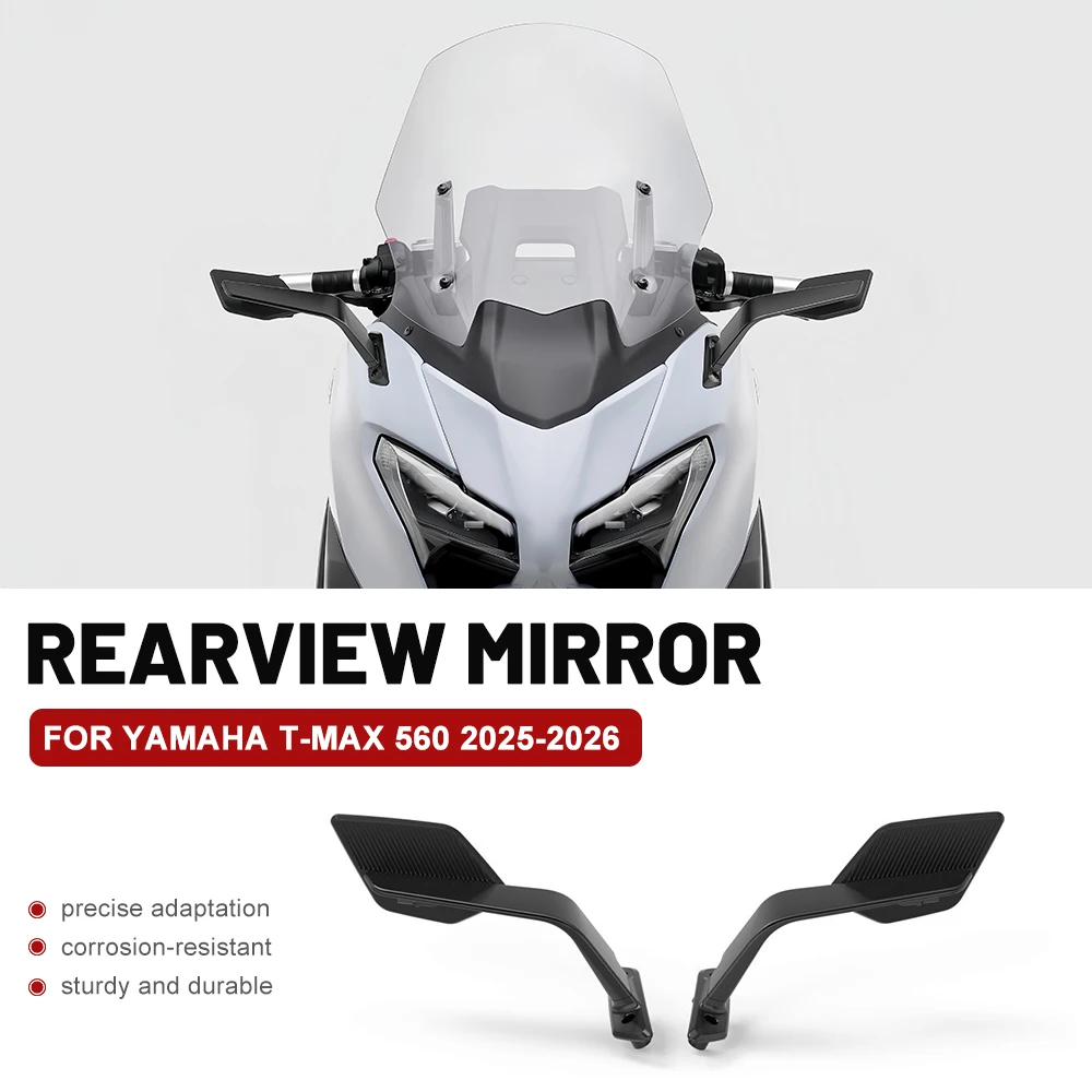 For YAMAHA T-MAX560 2025-2026 Motorcycle Rearview Mirror Stealth Sport Winglet Wide Angle Reflector Clear Wide Mirror