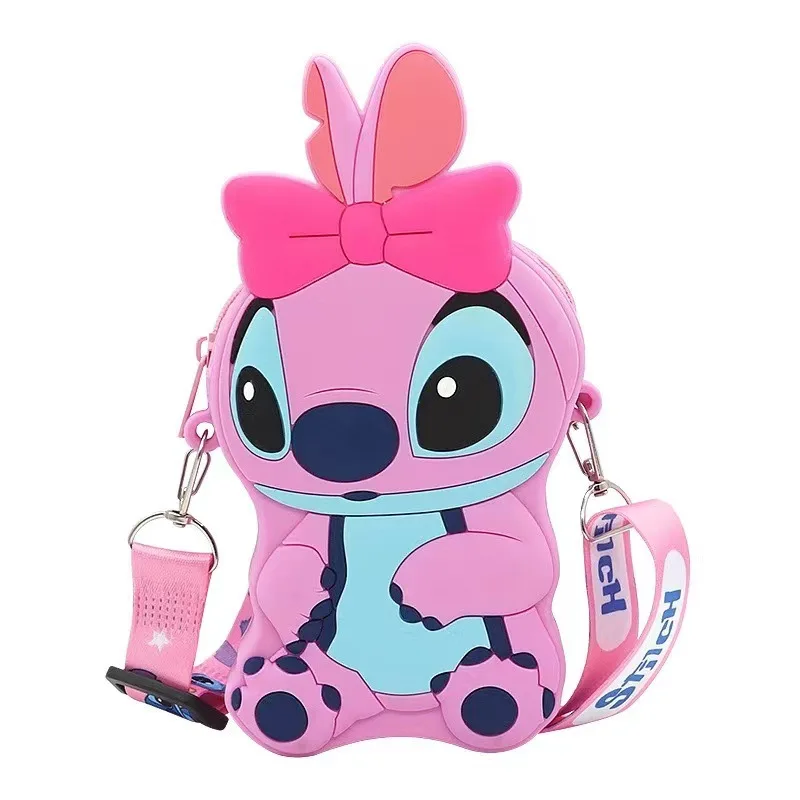 Disney Cartoon Stitch Crossbody Coin Purse Bag Kid Children Gift Fashion Shoulder Handbag Adjustable Strap Travel Pocket Pack