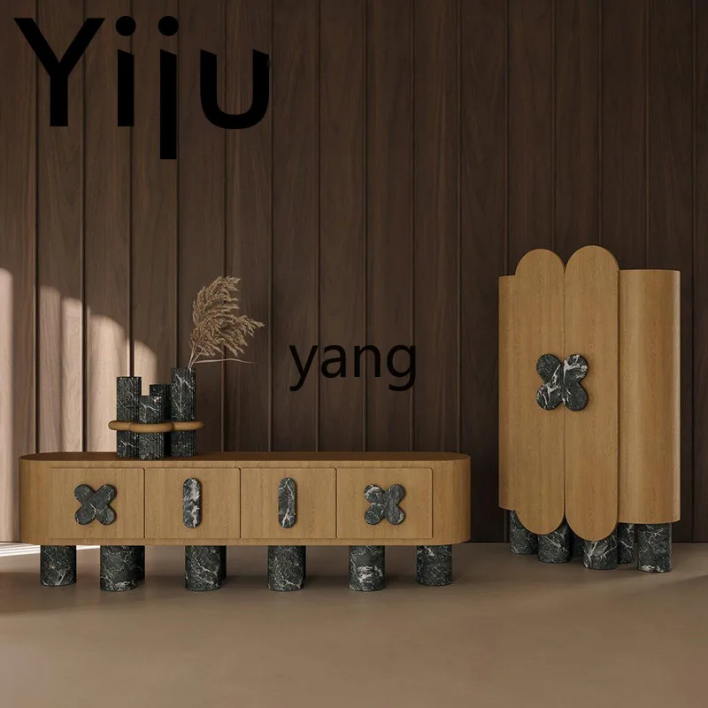 LH modern simple small apartment living room TV cabinet arc storage floor cabinet