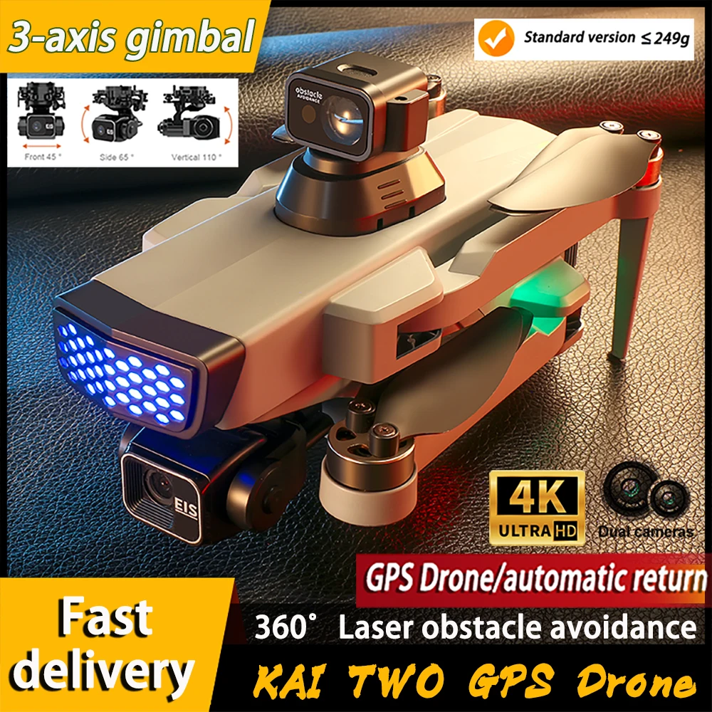 Kaitwo Drone 3-Axis PTZ 4K HD Dual Camera Laser 360° Obstacle Avoidance Brushless Motor Quadcopter GPS 5G WIFI RC FPV Dron Toys