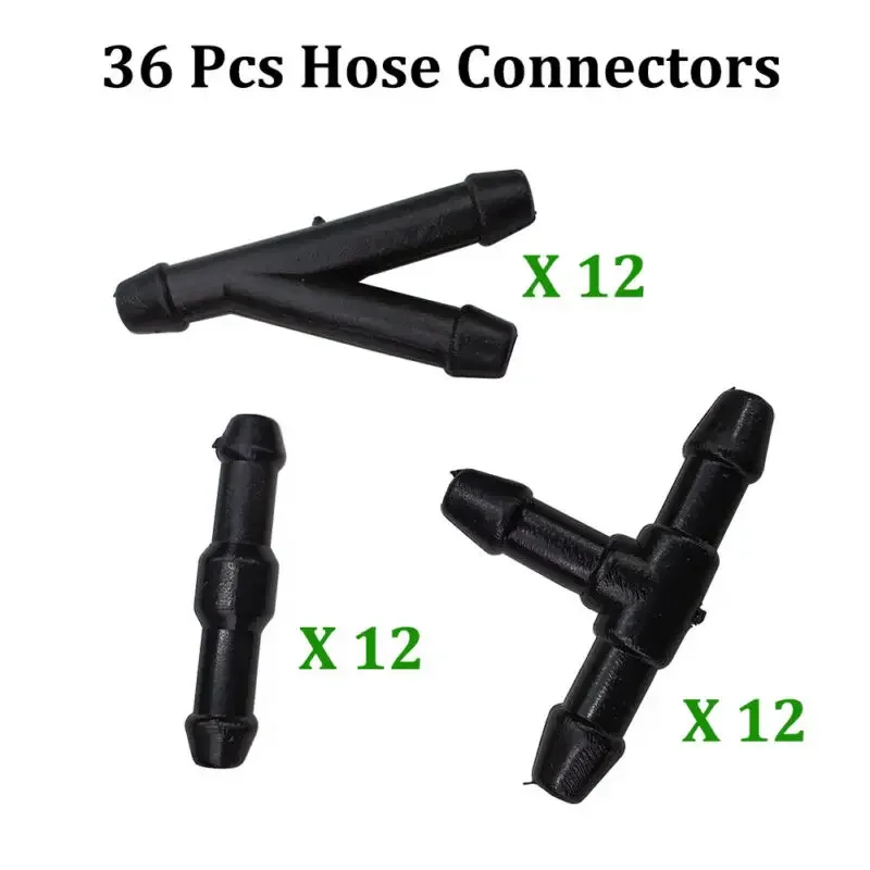 

Universal Connector Hose Fittings Joiner Nozzle Pipe Plastic Splitter Tube Washer Water Windshield Black Durable
