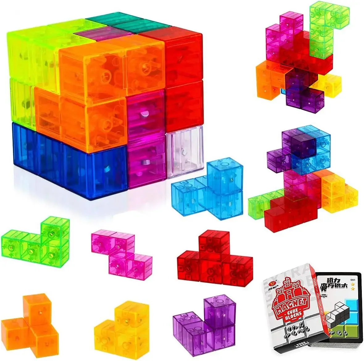 

Magnet Toys Building Blocks Magic Magnet 3D Puzzle Cubes, Stress Relief for Adults, Set of 7 Multi Shapes Magnet Blocks with 54