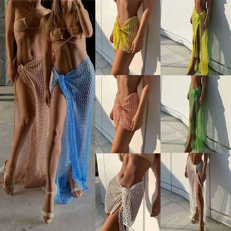 

Beach Dress Hollow Out Knit Beach Dresses Vacation Sheer Strappy Beach Scarf Women Sexy Cover Ups for Swimwear Women