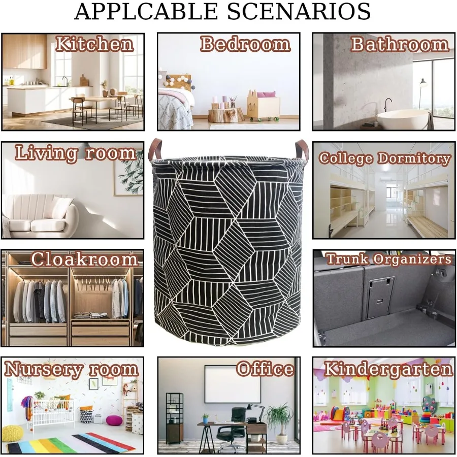 Wasserdichter, zusammenklappbarer Wäschekorb mit Ledergriff zur Aufbewahrung großer Kleidung und Spielzeugorganisation, ideal für Badezimmerbett