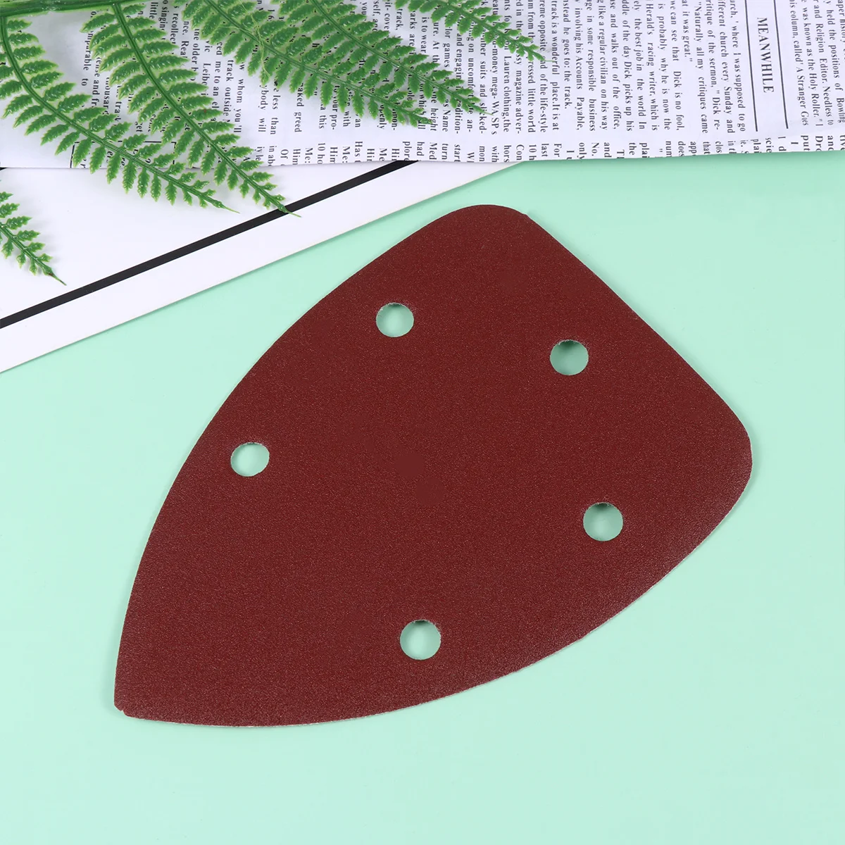 

25pcs Triangular Sandpaper With Holes Wear-Resistant For Polishing Dark Red Flocking Triangle Sand